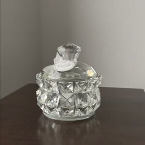 Faceted Glass Storage Jar with Lid